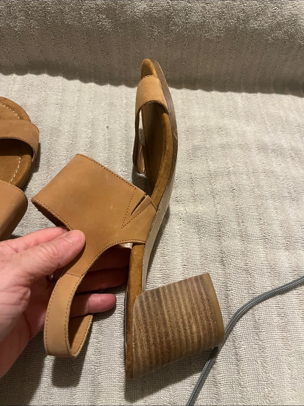 Dune London Tan Leather Block Heel Comfort Sandals -size 40 - Picture 5 of 7